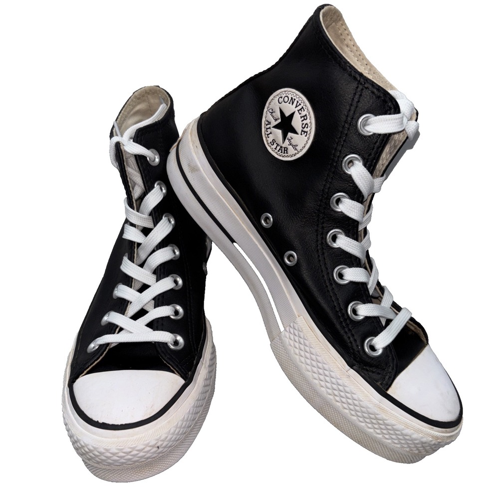Converse Chuck Taylor All Star Hi Black Leather  Womens 6